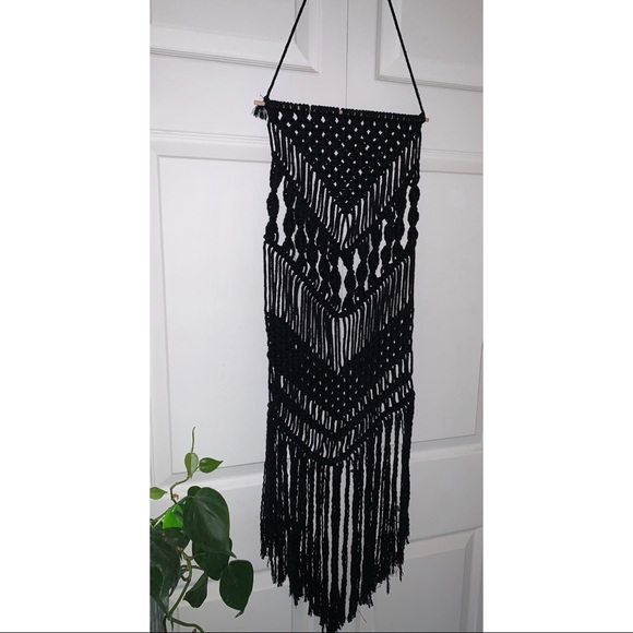 Handmade Black Macrame Wall Hanging - Picture 2 of 4